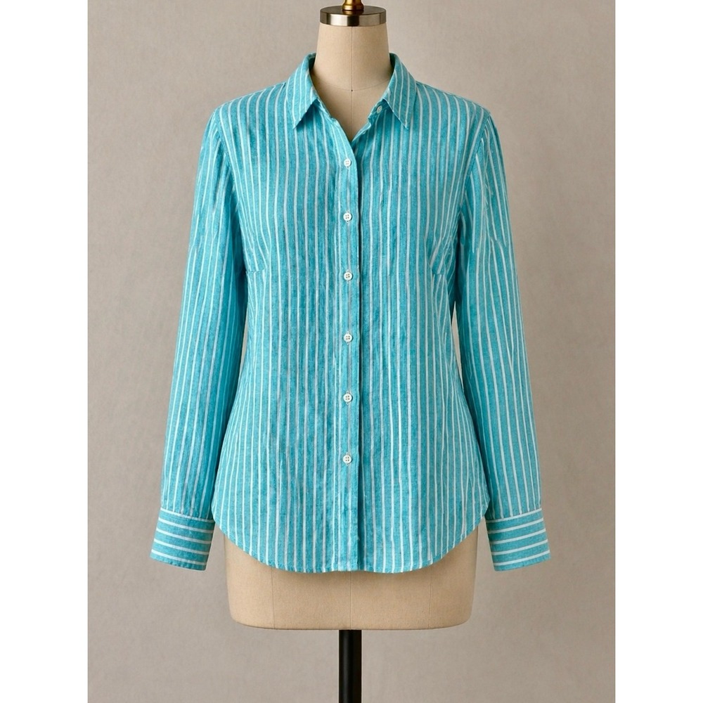 J CREW x BAIRD MCNUTT Irish Linen Button Up Shirt 6P Perfect Fit Preppy Resort